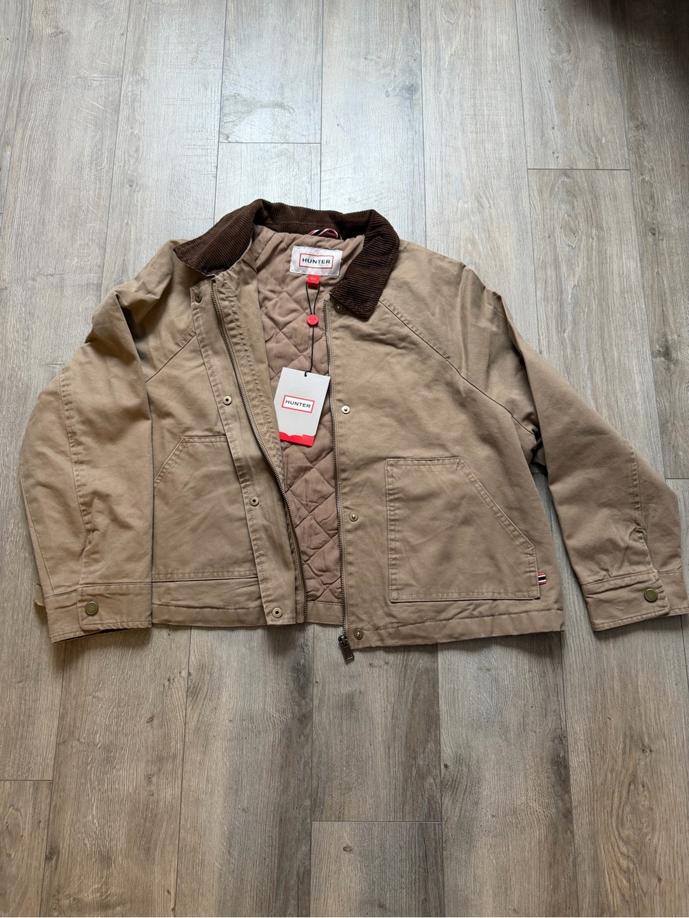 Hunter Women’s Tan Barn Jacket with Corduroy Collar